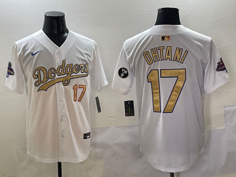 Men Los Angeles Dodgers #17 Ohtani White Gold Game Nike 2025 MLB Jersey style 25->chicago cubs->MLB Jersey